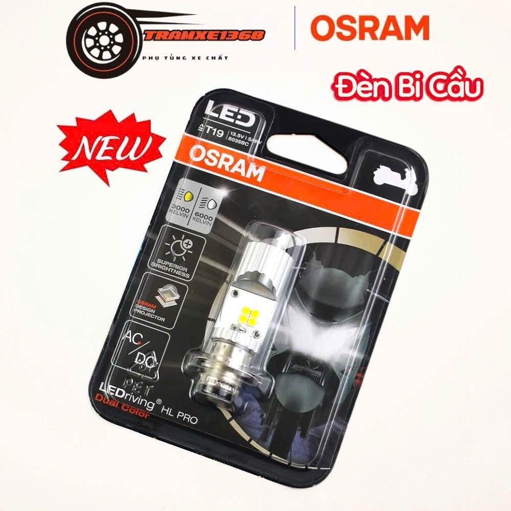 Đèn Led OSRAM T19 Bi Cầu Cos Trắng Pha Vàng Chân M5 Gắn AB Thái Dream Sihelo Ex Nhỏ Wave ZX Fu110