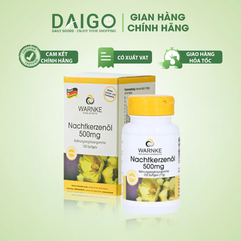 [Hàng CTY] Hoa Anh Thảo - Điều hòa nội tiết tố, đẹp da, chống viêm, giảm mụn - Warnke Nachtkerzenöl 