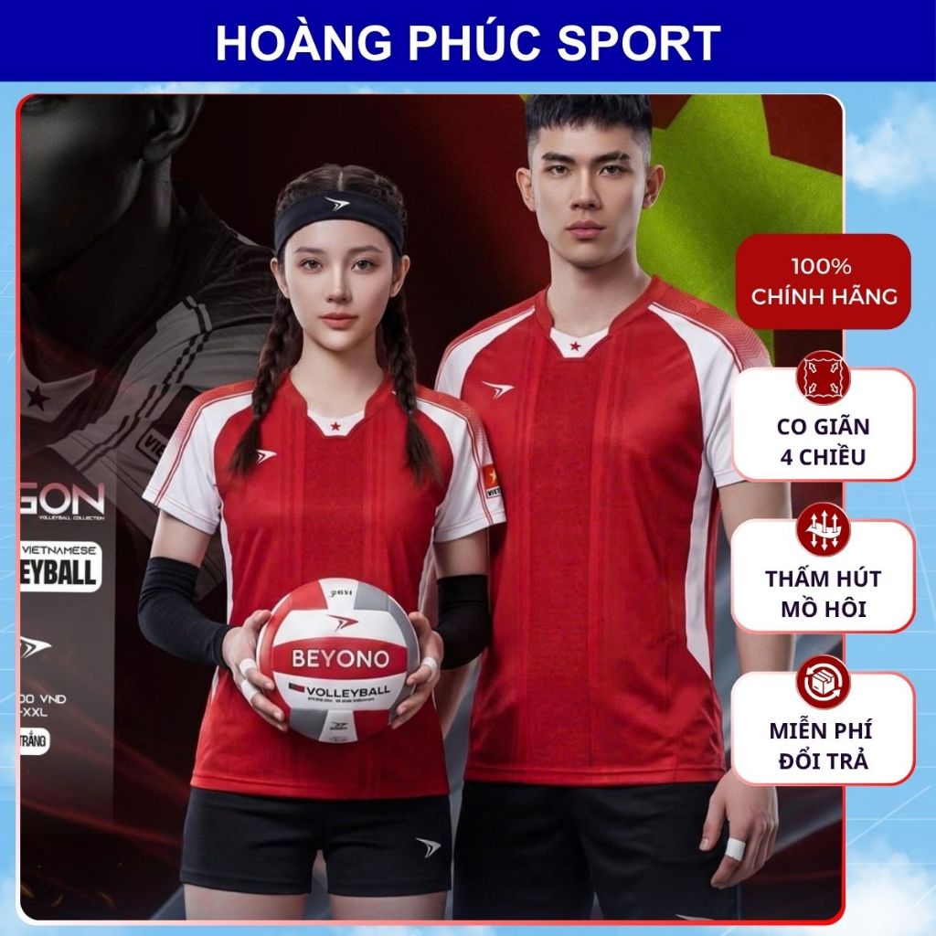 Bộ quần áo bóng chuyền BEYONO DRAGON, bộ thể thao cầu lông nam nữ co giãn thoáng khí có cờ Việt Nam