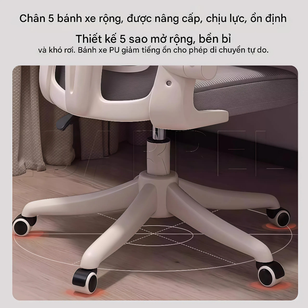 Ghế công thái học Tựa đầu 3D đệm lưng đàn hồi Lưới trắng đen thoáng khí Xoay 360 độ nâng hạ | BigBuy360 - bigbuy360.vn