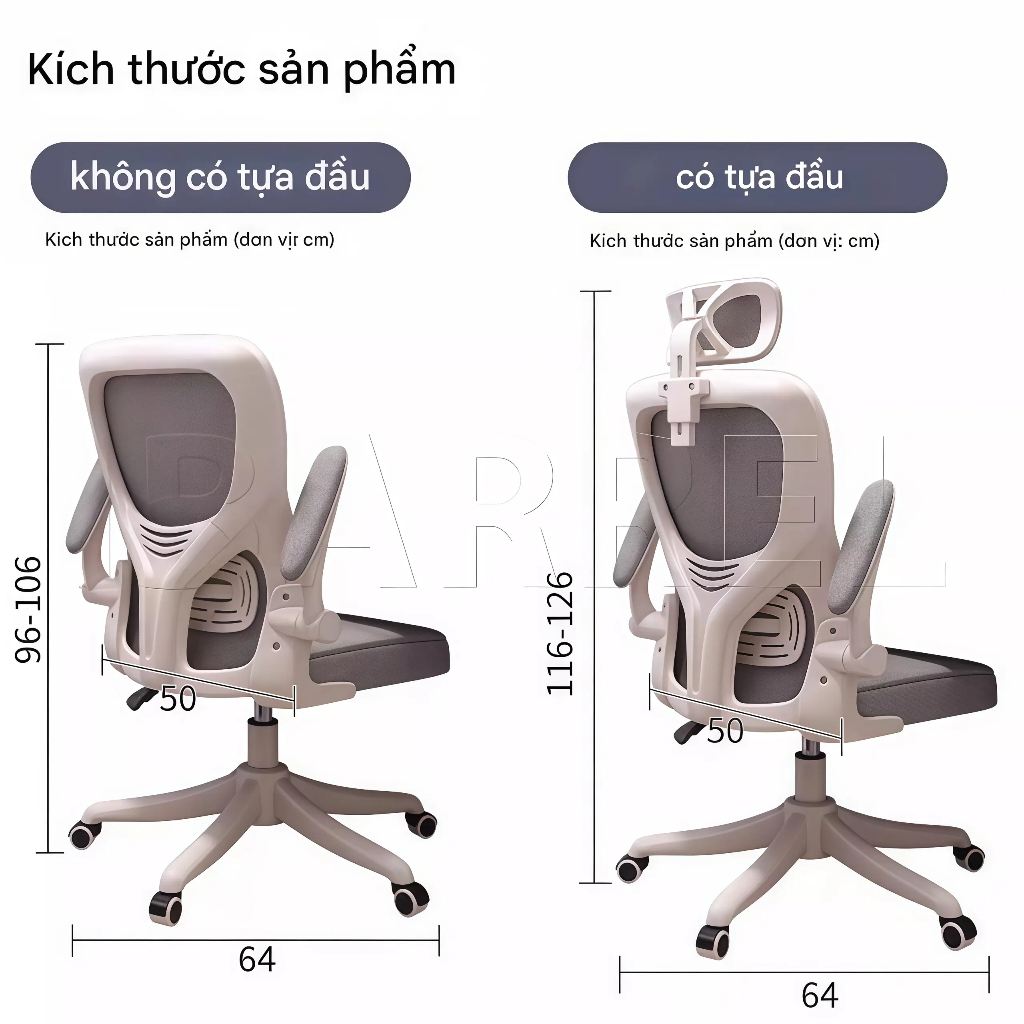 Ghế công thái học Tựa đầu 3D đệm lưng đàn hồi Lưới trắng đen thoáng khí Xoay 360 độ nâng hạ | BigBuy360 - bigbuy360.vn