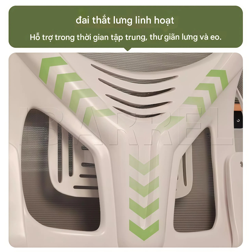 Ghế công thái học Tựa đầu 3D đệm lưng đàn hồi Lưới trắng đen thoáng khí Xoay 360 độ nâng hạ | BigBuy360 - bigbuy360.vn