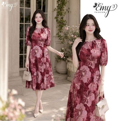 Đầm Thiết Kế EMY Thời Trang Cao Cấp EM9831 Vải Sattin Lạnh Sang Trọng Thanh Lịch
