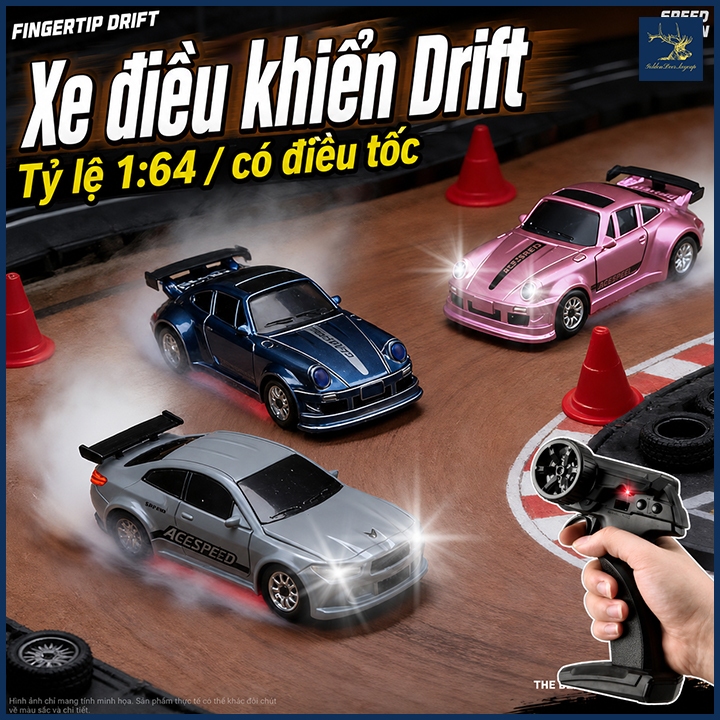 Xe Điều Khiển Từ Xa Mini Drift FQD23 Tỷ Lệ 1:64, Có Điều Tốc và Đèn, Xe 4WD RC Drift Car
