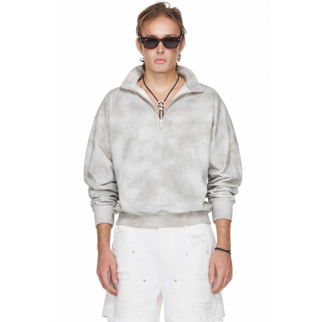 Áo Sweater Half-Zip Nam Dust Check Màu Xám - BEUTER® MS DUST CHECK HALF-ZIP SWEATER - GREY
