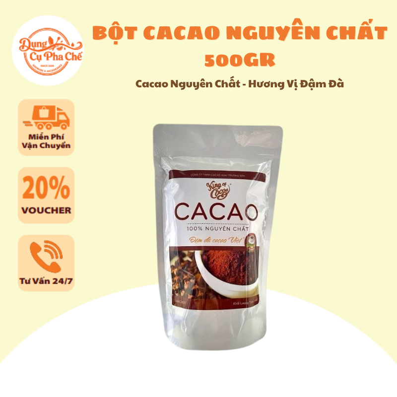 Bột Cacao Nguyên Chất 500g – Nguyên Liệu Pha Chế Cacao, Làm Bánh, Trà Sữa, Cà Phê F&B