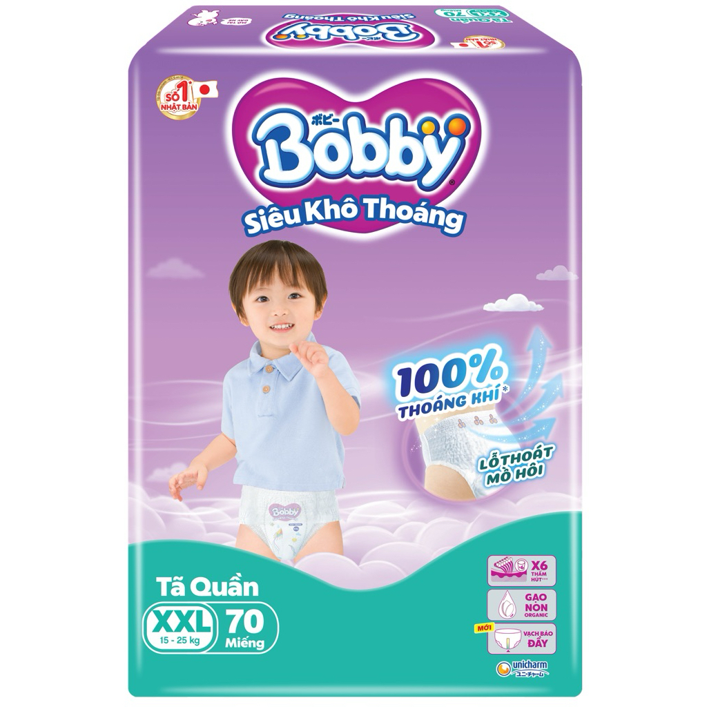Tã bỉm Bobby quần Ultra size M/L/XL/XXL/XXXL (giao bao bì ngẫu nhiên)