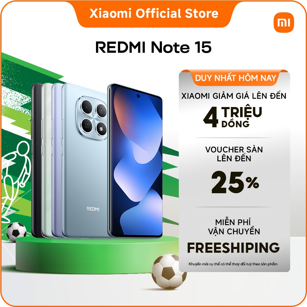 Điện thoại thông minh REDMI Note 15 (6+128GB | 8+128GB | 8+256GB) | Pin lớn 6000mAh | Màn hình siêu bền