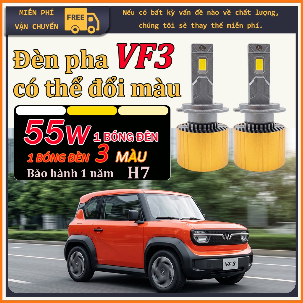 1 cặp bóng đèn LED 3 màu VF3, cổng H7, tích hợp đèn cos/pha.
