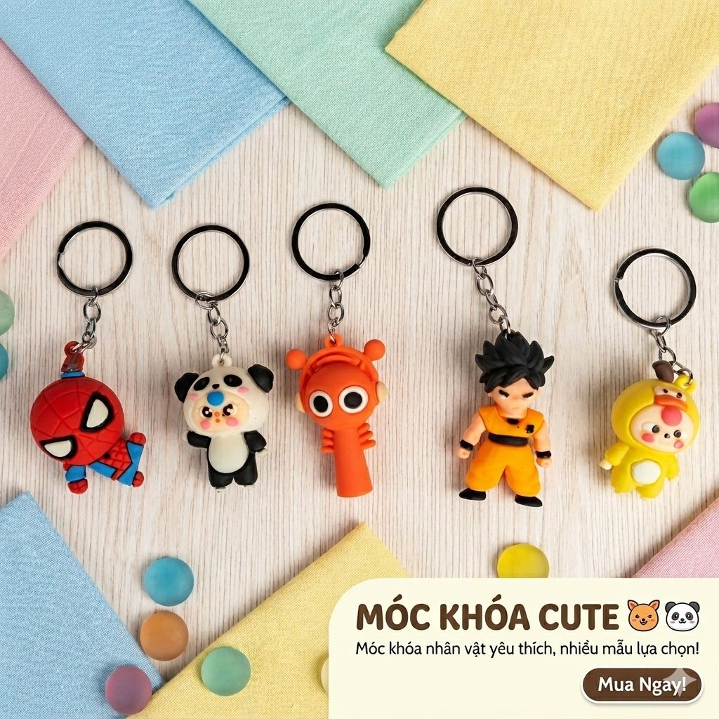 Móc Khóa Cute Hình Nhân Vật Hoạt Hình Siêu Đáng Yêu - Phụ Kiện Trang Trí Balo, Túi Xách, Chìa Khóa Xe