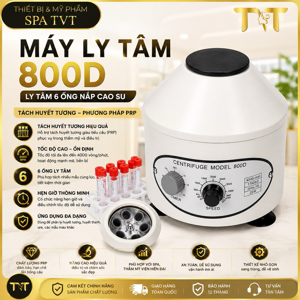 MÁY LY TÂM (LI TÂM) 800D 6 ỐNG TÁCH HUYẾT TƯƠNG PRP – MÁY LY TÂM THẨM MỸ SPA, BẢO HÀNH 12 THÁNG