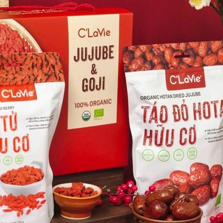 Bộ quà tặng táo đỏ/kỷ tử hữu cơ/hắc kỷ tử thương hiệu c'lavie - nhà hữu cơ