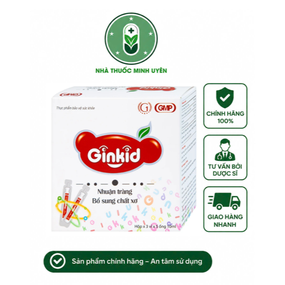 Ginic Ginkid Siro nhuận tràng bổ sung chất xơ giúp tiêu hóa tốt, giảm táo bón (3 vỉ x 5 ống x 10ml)