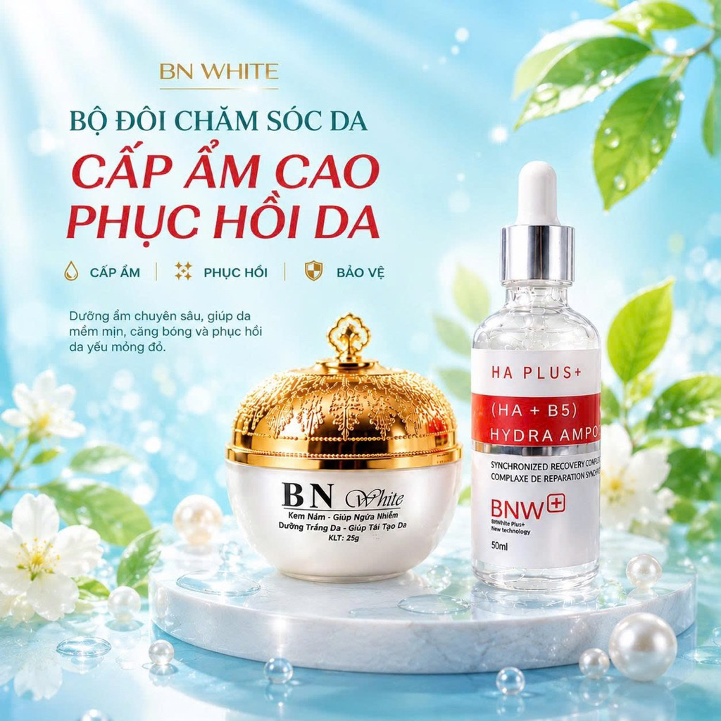 [CHÍNH HÃNG]⚡ Combo Kem Face & Serum BN White Dưỡng Trắng Da, Mờ Nám, Tàn Nhang, Thâm, Ngừa Mụn