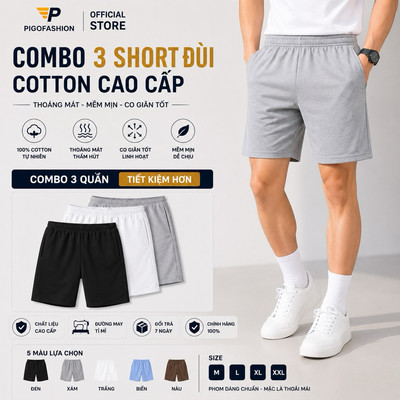 Bộ 3 quần đùi ngủ nam chất vải cotton co giãn khi vận động SPMQCT01 PigoFashion