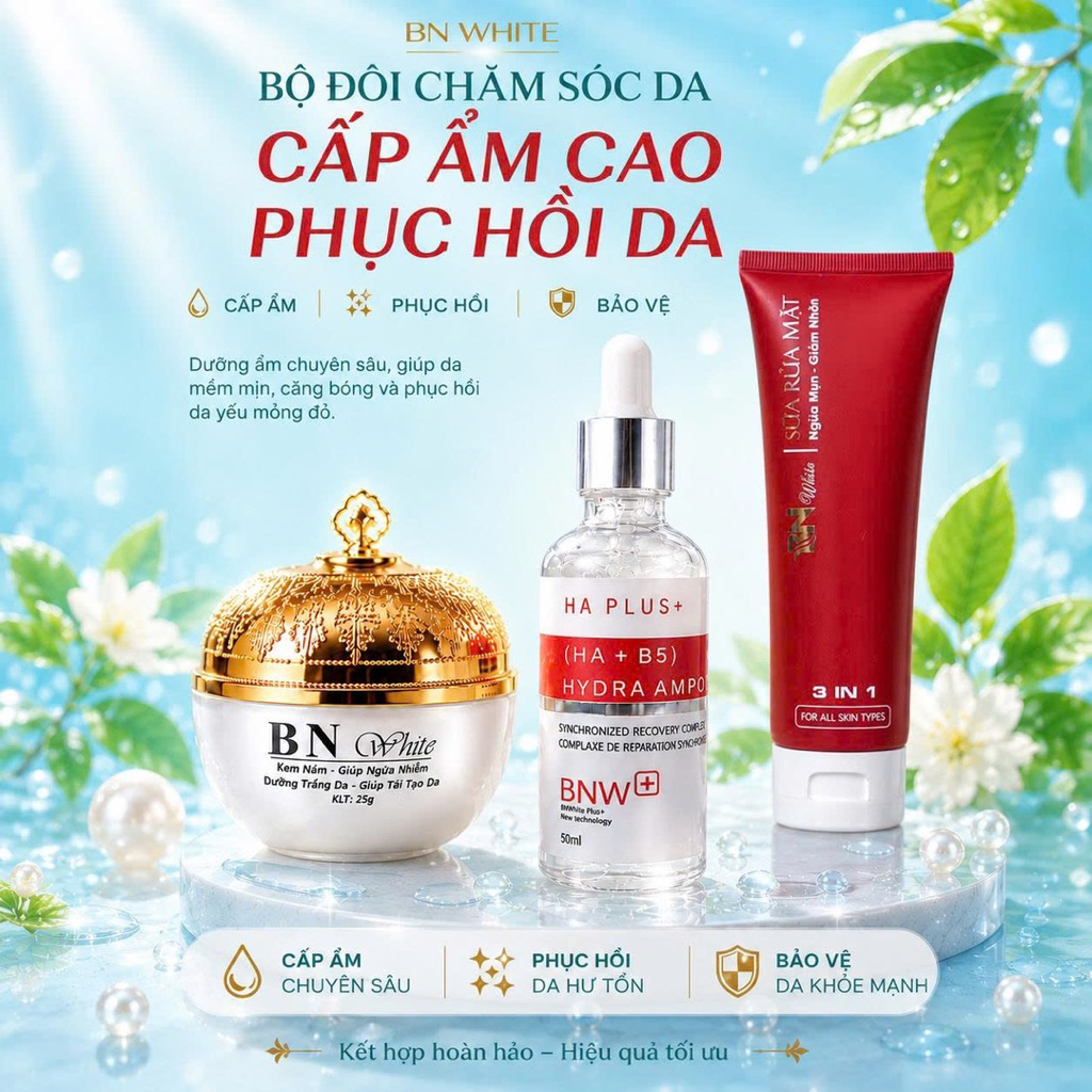 [CHÍNH HÃNG]⚡ Bộ 3 Sản Phẩm BN White Dưỡng Trắng Da, Mờ Nám, Tàn Nhang, Thâm Mụn