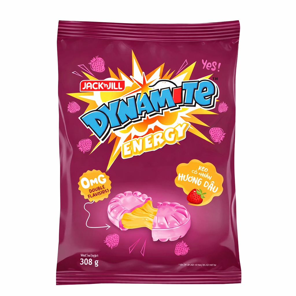 Kẹo Tăng Lực Dynamite Energy Có Nhân Hương Dâu (Gói 308g)