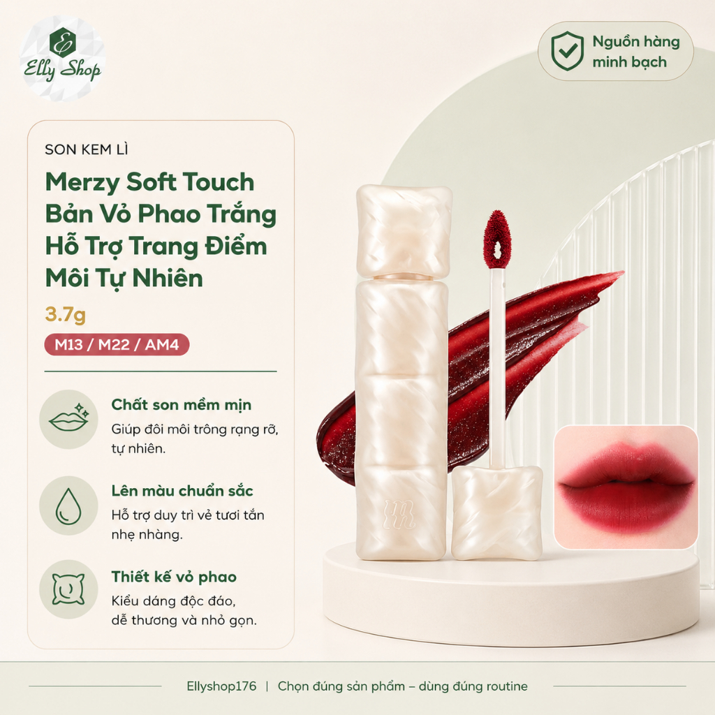 [AM4 - M13 - M22] [Công ty] Son Kem Lì Merzy Puffer Mellow Tint - Chất Son Mềm Xốp, Che Rãnh Môi, Lâ