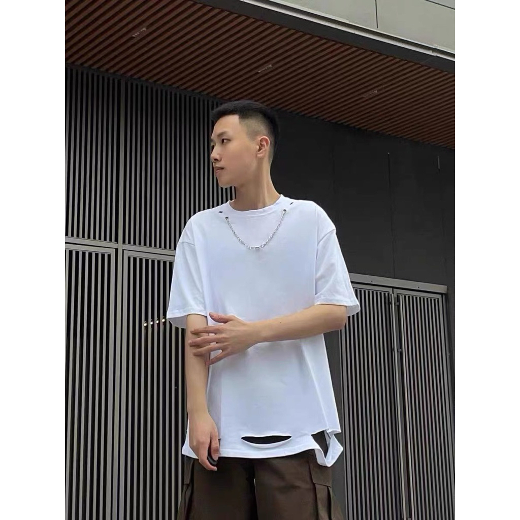 Áo thun phối xích [ovetee] minimal streetwear Hàn