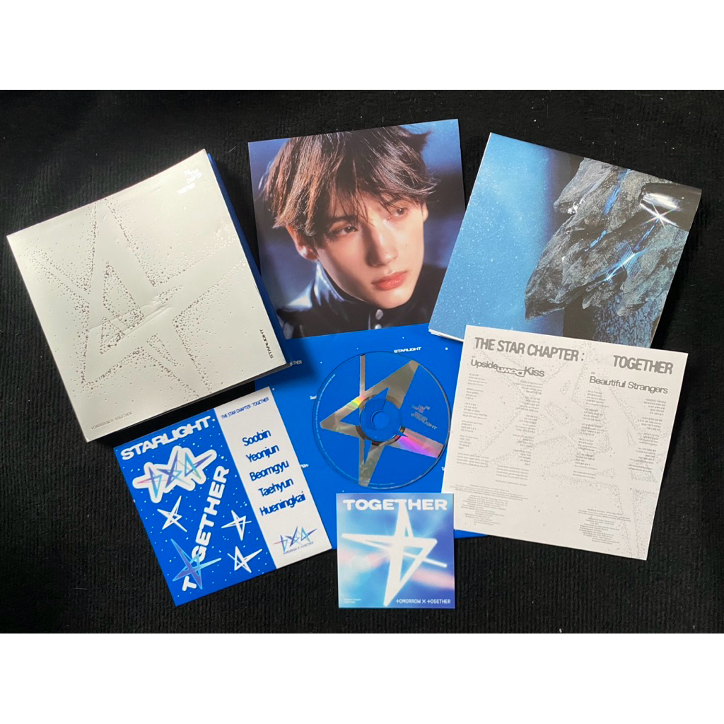 Txt album The star Chapter: Together đã khui seal gồm cd và Photobook poster đồ như hình.
