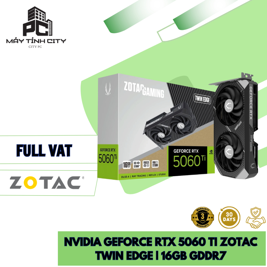 [Chính Hãng Full Vat] Card màn hình NVIDIA GeForce RTX 5060 Ti ZOTAC Twin Edge | 16GB GDDR7
