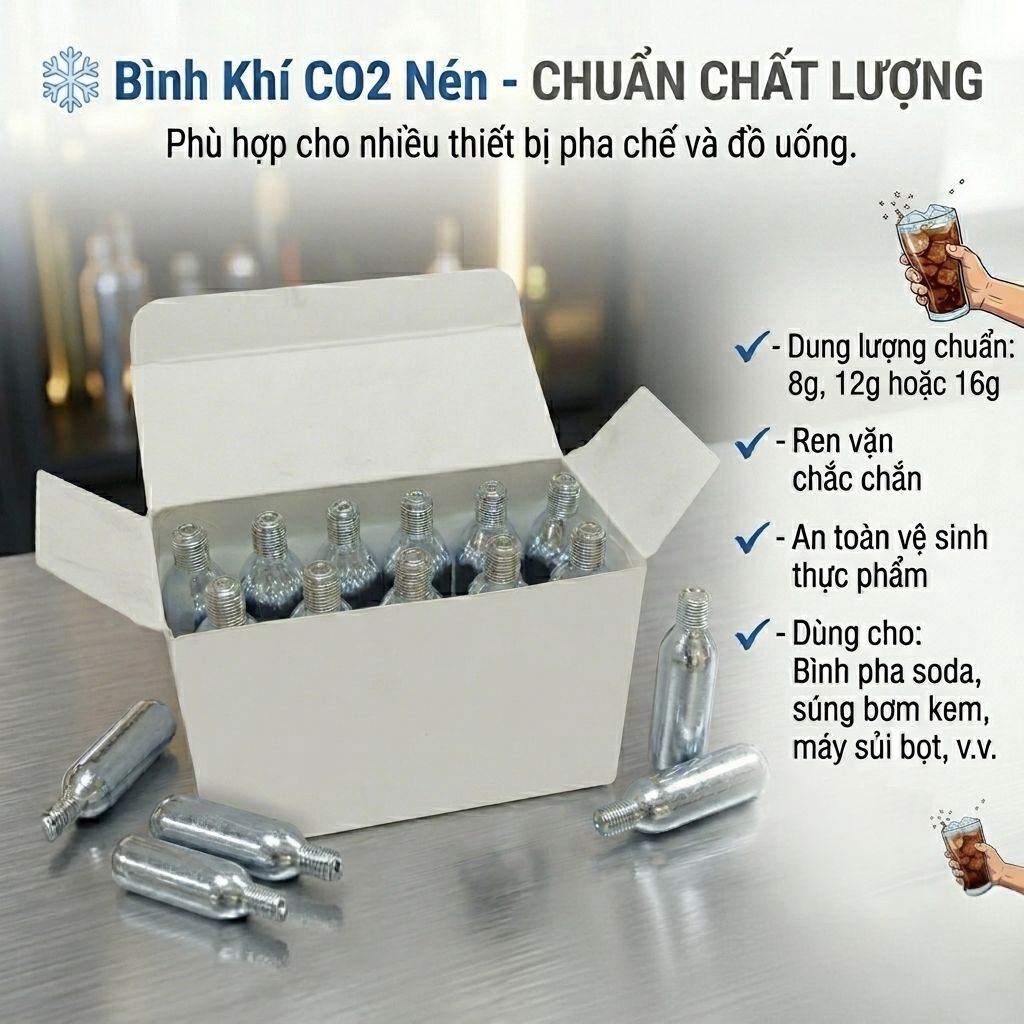 Bình bơm khí CO2 thủy sinh,làm soda,... bình khí CO2 mini, thích hợp để bơm nhanh lốp xe, thủy sinh,