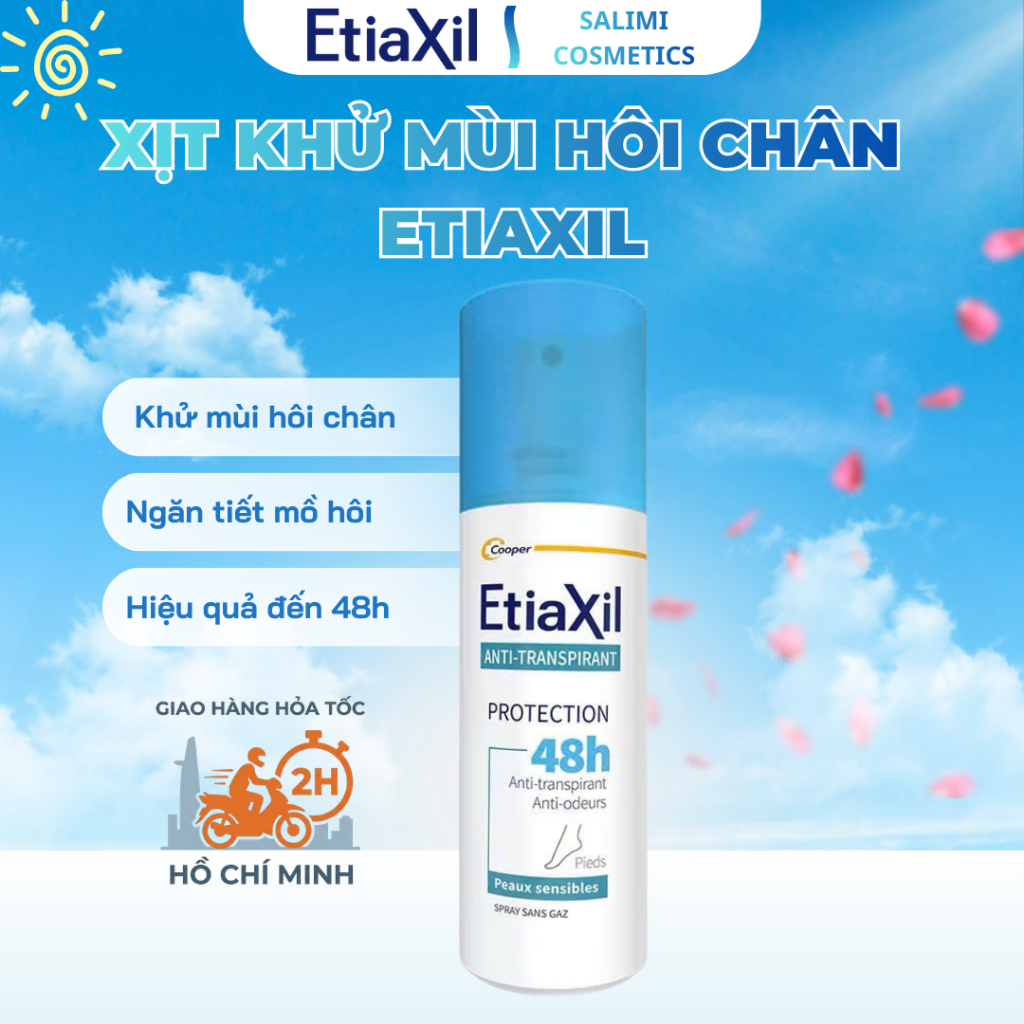 Xịt Khử Mùi Hôi Chân Etiaxil Bảo Vệ Kép 100ml, Ngăn Tiết Mồ Hôi Đến 48h, Khử Mùi Cơ Thể Hiệu Quả