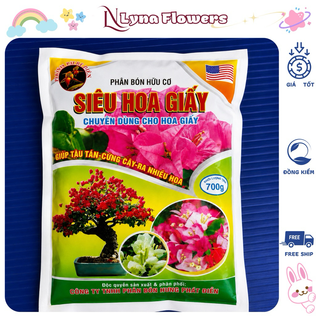 5 Gói Phân Bón Hữu Cơ SIÊU HOA GIẤY Chuyên Dùng Cho Hoa Giấy Gói 700gram