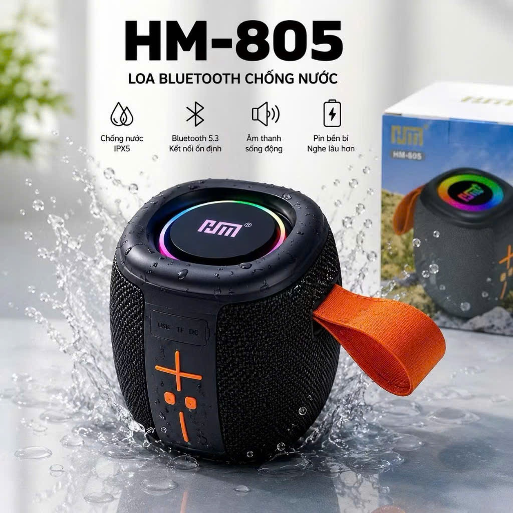 Loa bluetooth HM-867/ HM-805 Phiên Bản 2026 Có TWS Kết Nối 2 Loa Làm 1,Kháng Nước IPX6,Kết Nối Bluet