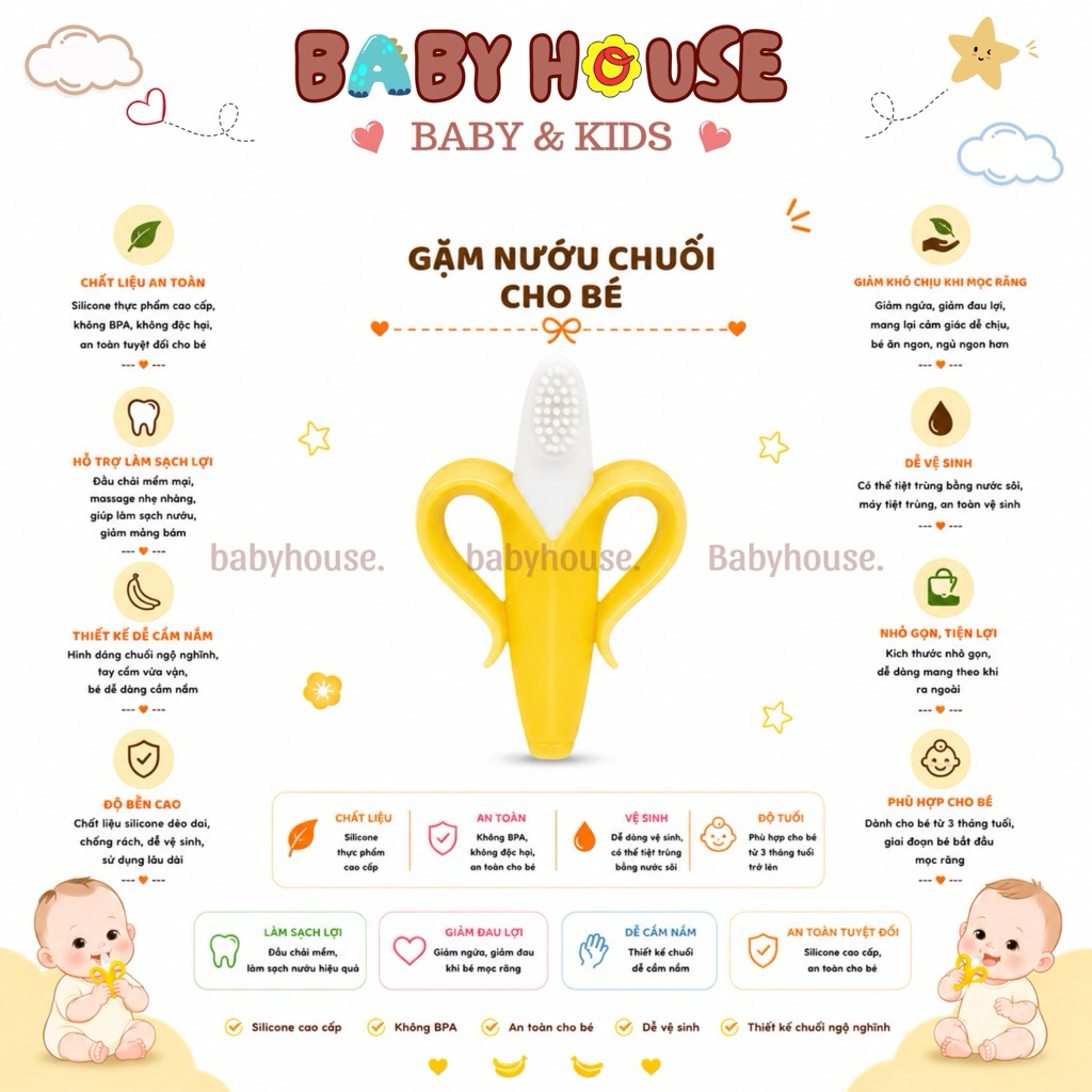 Ngậm nướu chuối cho bé