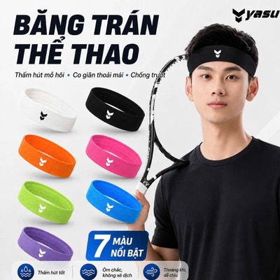 Băng đô trán thể thao thấm hút mồ hôi nam nữ pickleball,cầu lông, chạy bộ, vải dệt kim Yasu 2104