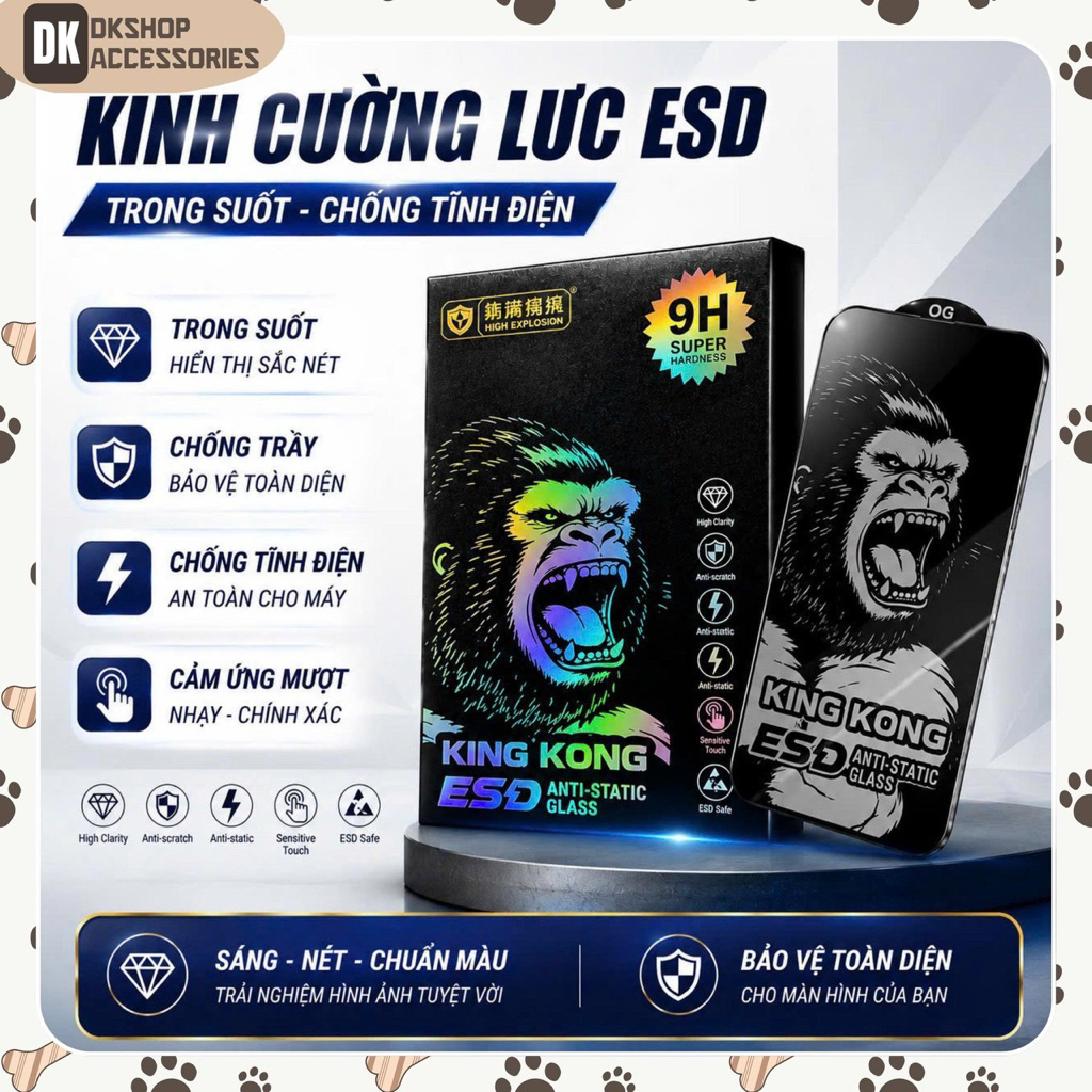 Kính Cường Lực KingKong SUPER GLASS DKSHOP - Bảo Vệ Toàn Diện, Chống Trầy Xước, Độ Cứng 9H