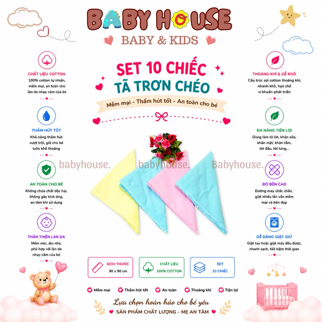 10 chiếc tã chéo trơn loại đẹp