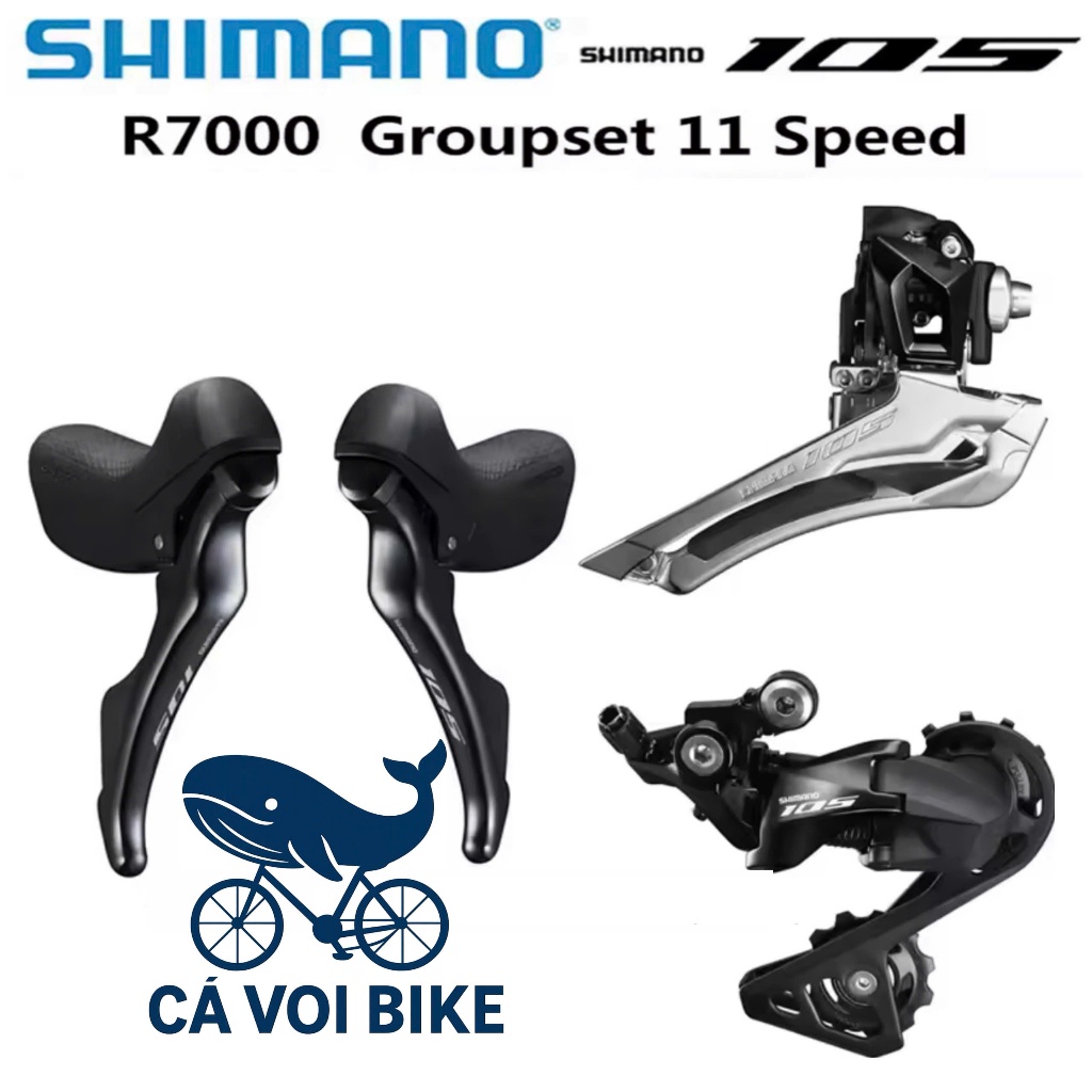 Bộ group Shimano 105 R7000 2x11 Speed (Japan), Mini Group Xe đạp 105 R7000 3 món( tay lắc + củ đề + 