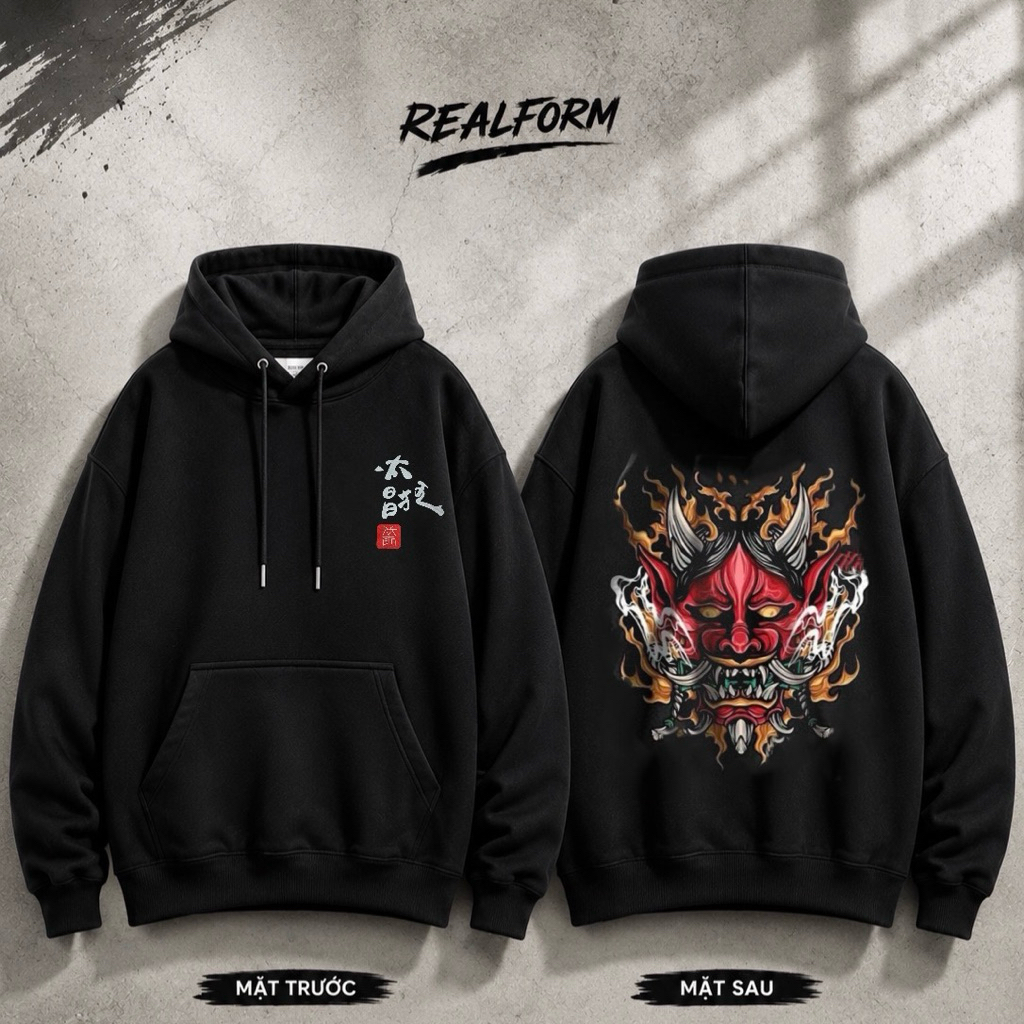 Áo Hoodie Oversize Áo Khoác Hoodie Zip Rồng Lửa Nỉ Dày Form Rộng Unisex Có Bigsize S-4XL