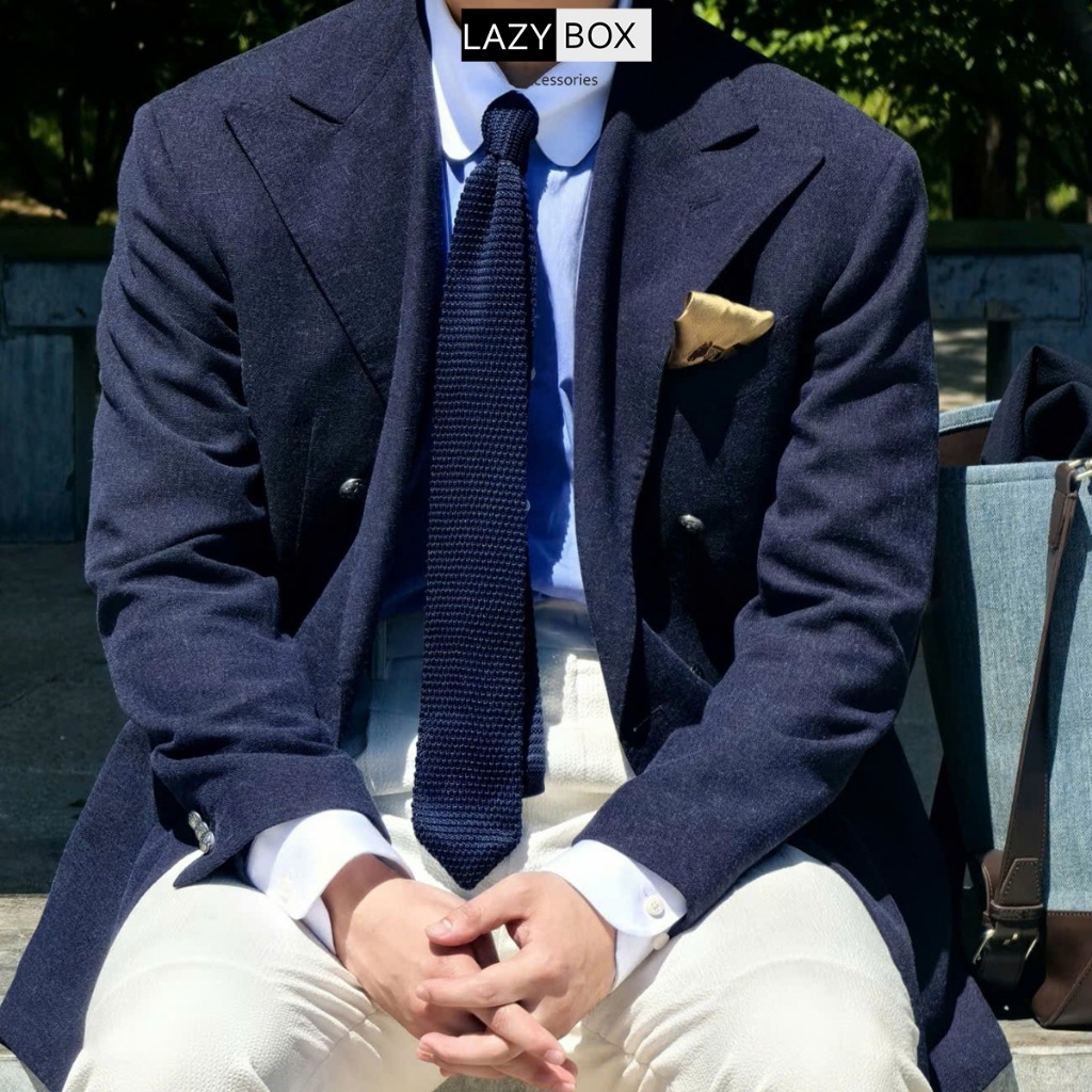 Cà vạt len đầu nhọn cho nam Knit tie LAZYBOX công sở, Sartorial guys - 7CM