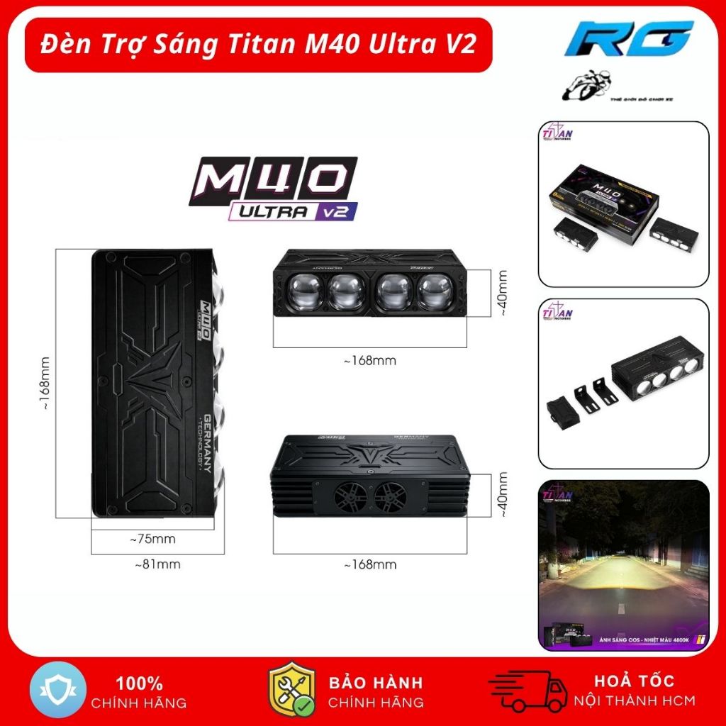 Titan M40 Ultra V2, Đèn Trợ Sáng Bi Cầu Titan M40 Cos 80W / Pha 110W Chống Nước Bảo Hành 2 Năm