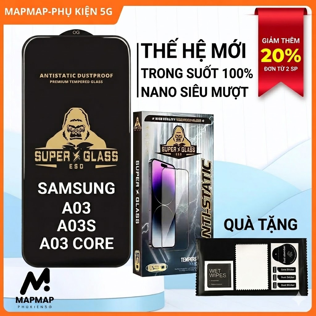 Cường lực Samsung A03, A03S, A03 Core MAPMAP full màn | Miếng kính dán bảo vệ màn hình cho ss galaxy
