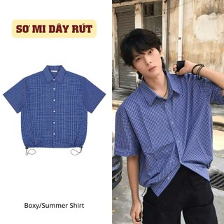 Áo Sơ Mi Caro Dây Rút Form Boxy Kẻ Sọc Unisex Nam Nữ