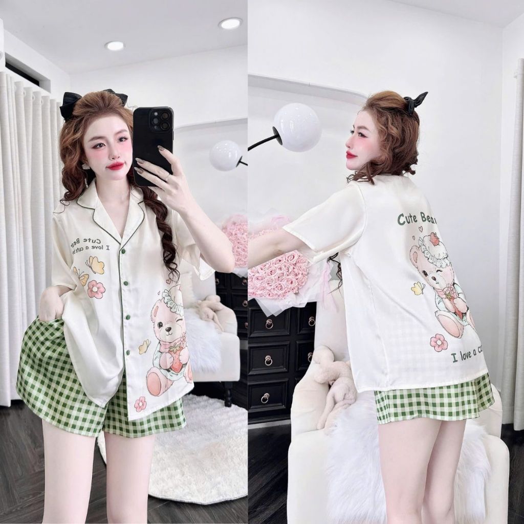 M64 Đồ Ngủ Bigsize Truyền Thống MIKY, Đồ Ngủ Pijama lụa Latin cao cấp mềm mại xinh xắn cute dễ thương < 70KG | BigBuy360 - bigbuy360.vn