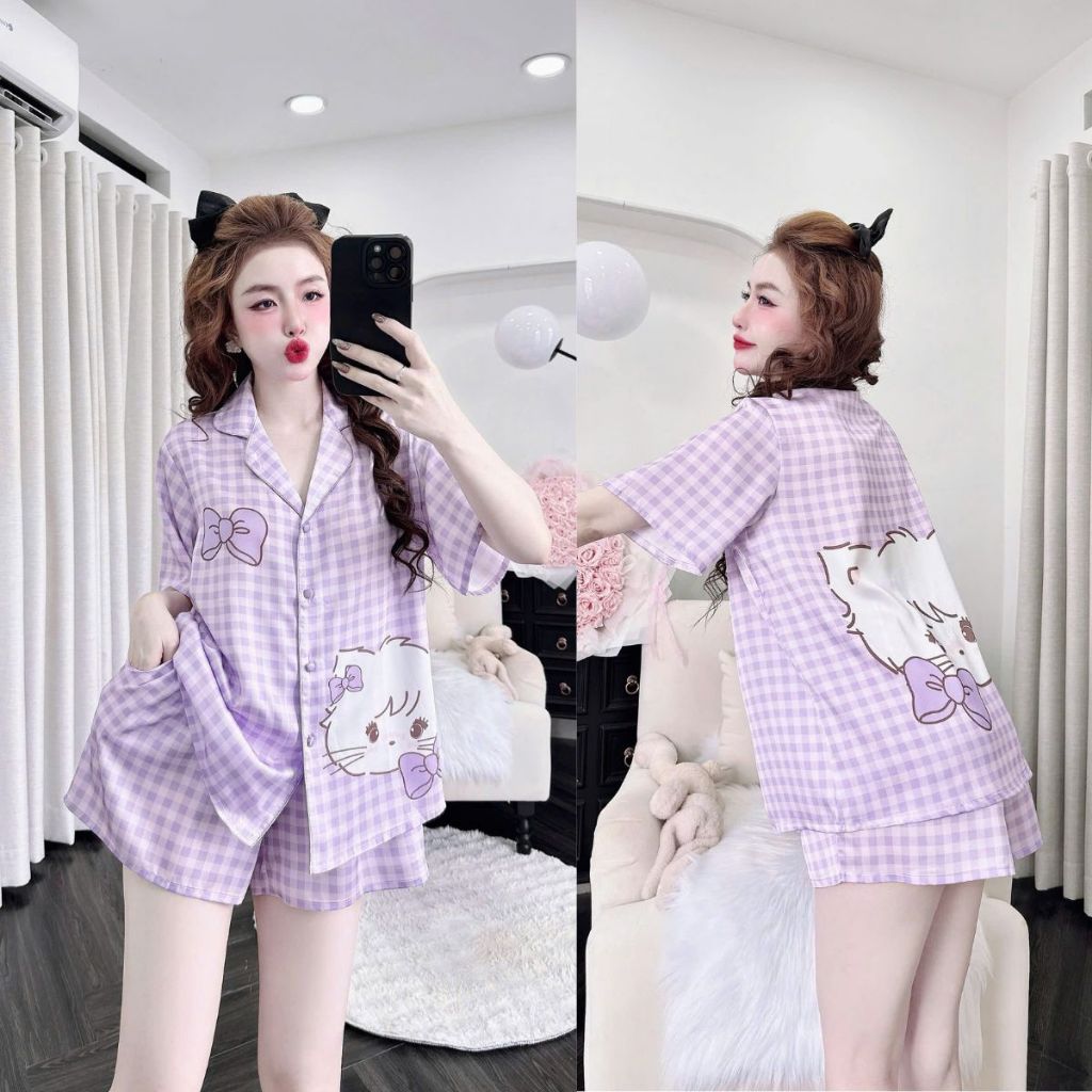 M64 Đồ Ngủ Bigsize Truyền Thống MIKY, Đồ Ngủ Pijama lụa Latin cao cấp mềm mại xinh xắn cute dễ thương < 70KG | BigBuy360 - bigbuy360.vn