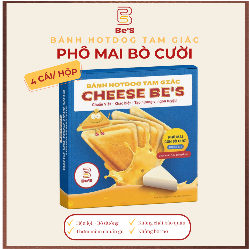 [HCM] Bánh hotdog cấp đông - Bánh hotdog Phô mai Bò Cười (Hộp 4 bánh)