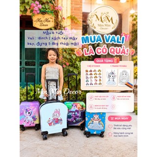 vali trẻ em in 2 mặt bánh xe xoay 360 độ, vali cho bé nhiều mẫu, vali bé trai bé gái xách tay máy bay 18inch