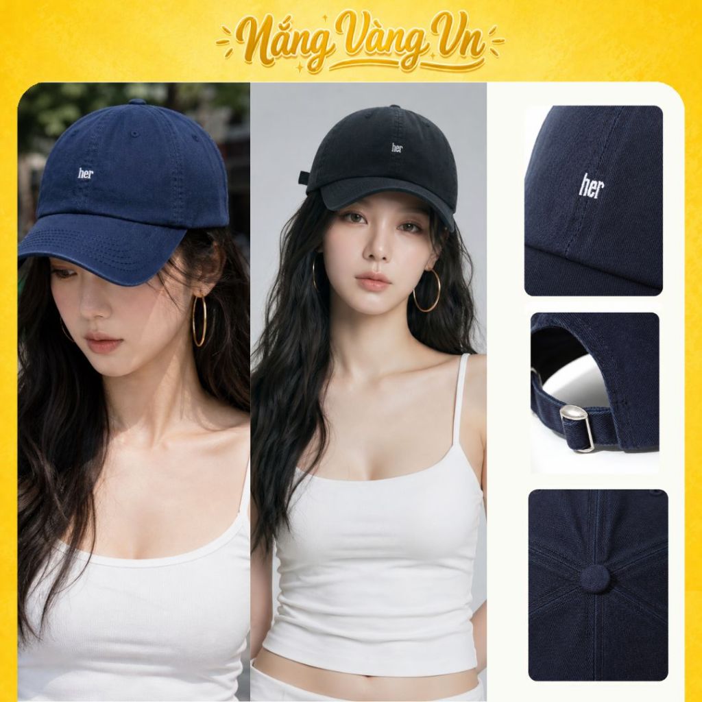 Mũ Lưỡi Trai NangVang Her Thêu Chữ Tối Giản, Style Hàn Quốc