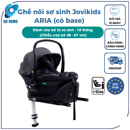Ghế nôi ô tô Jovikids ARIA - R129 + ngả ghế (cho bé cao 40-87cm)