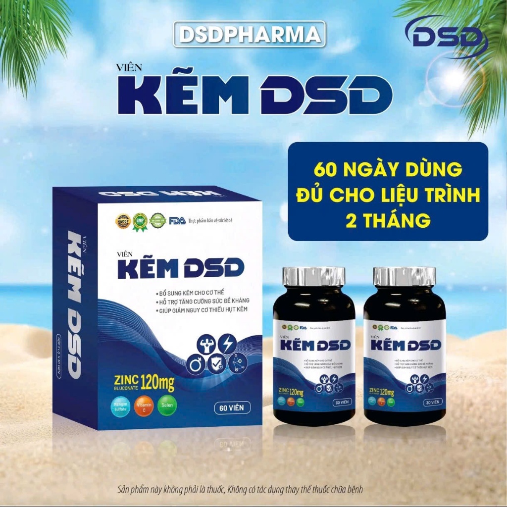 Kẽm DSD 30 Ngày 60 Ngày - Viên uống DSD bổ sung Kẽm Biozinc - Tăng cường suc