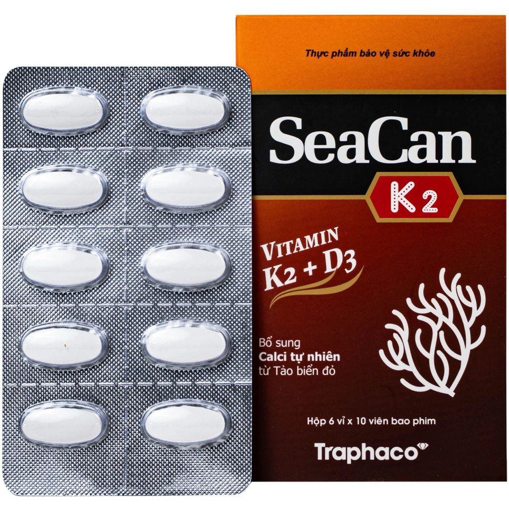 TPBVSK SEACAN K2 - Hỗ trợ bổ sung calci tự nhiên, giảm nguy cơ còi xương, loãng xương từ tảo biển đỏ
