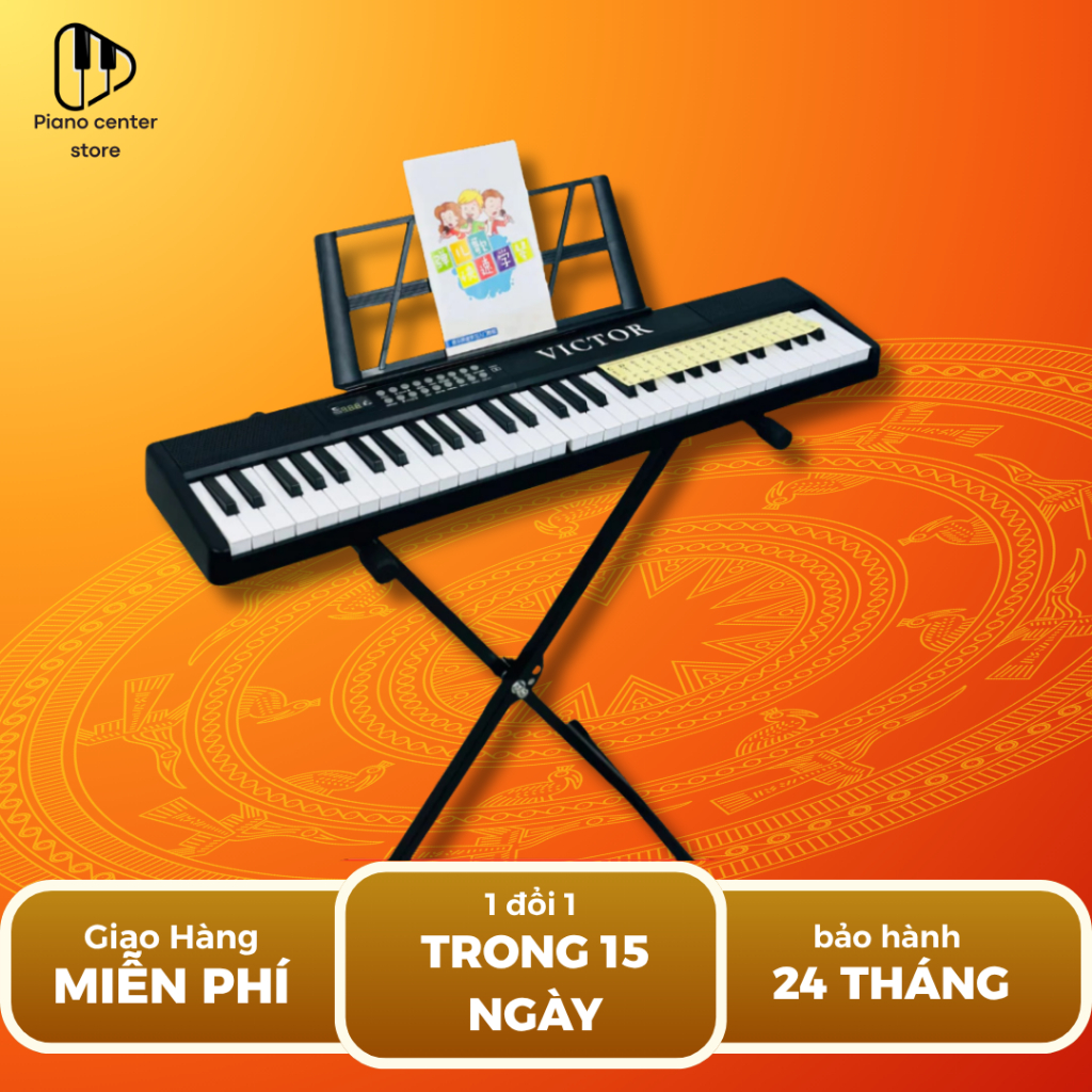 Đàn Piano Điện VicTor Gấp Gọn 61 phím, Phím cảm ứng lực -Tặng Khoá Học Online- Piano Center Store