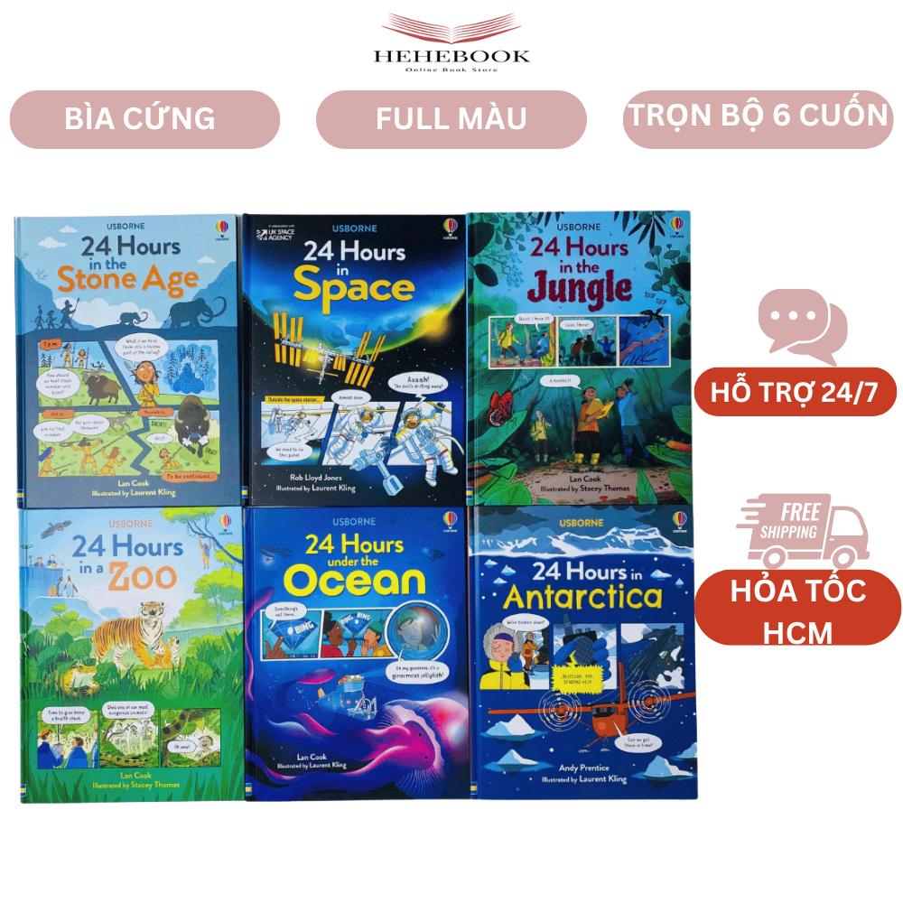 Sách - Usborne 24 hours nhập màu 6 quyển bìa cứng, full màu rất đẹp