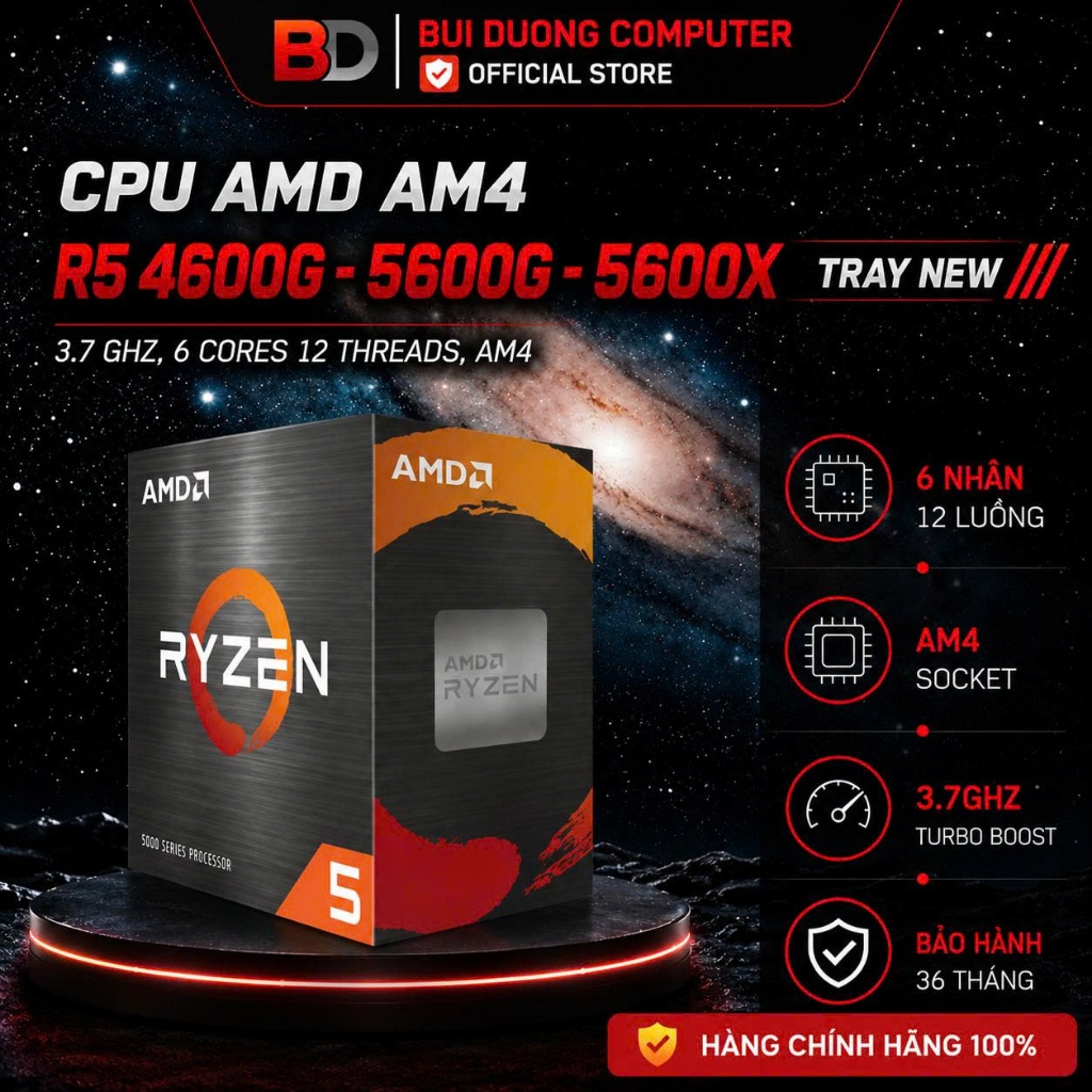 [Hãng] CPU AMD Ryzen 5 5600x / R5 5600G | 6 Nhân 12 Luồng | New Box - BH 36 Tháng